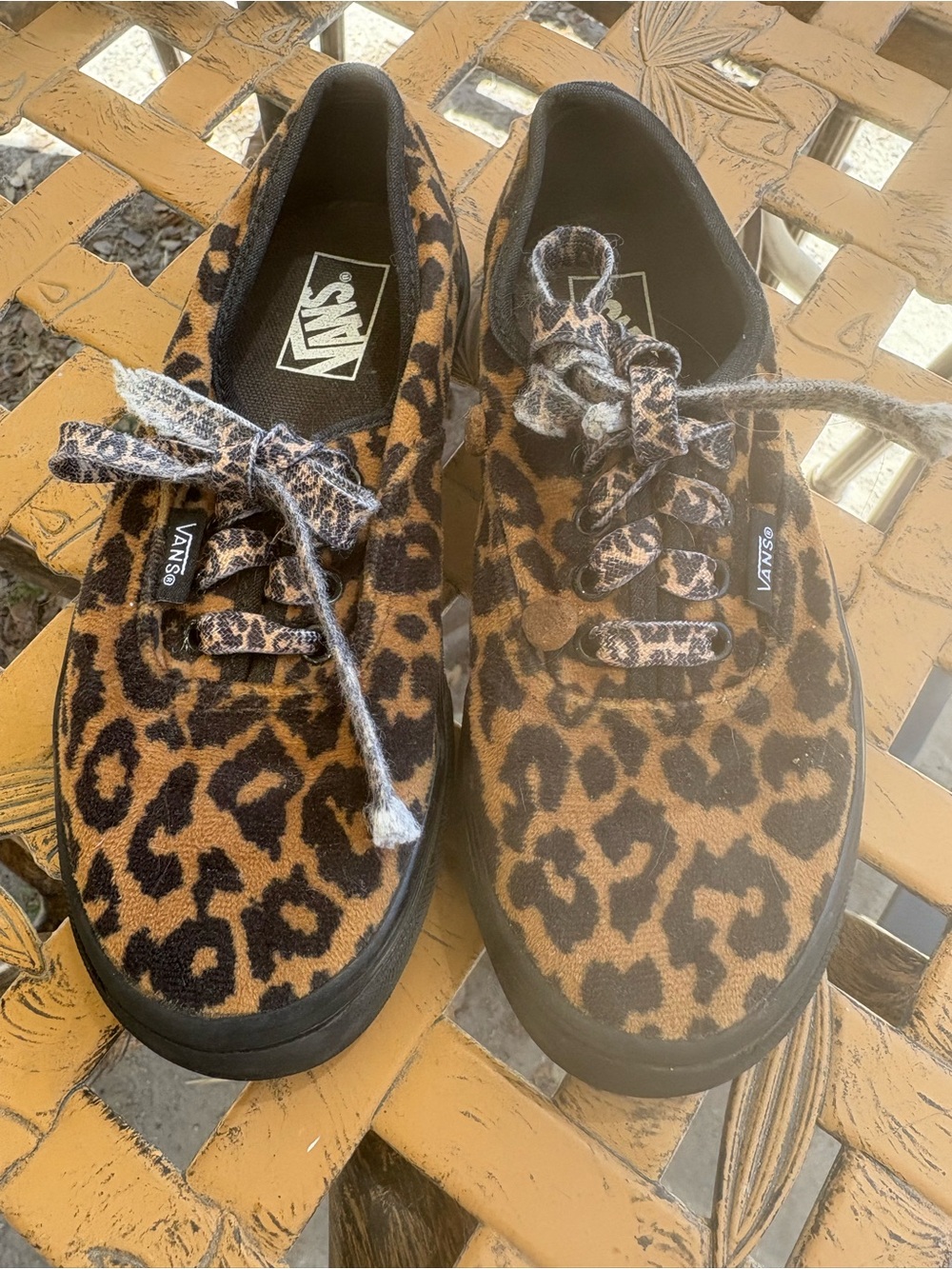 Vans Leopard Print Canvas Sneakers - Brown & Black